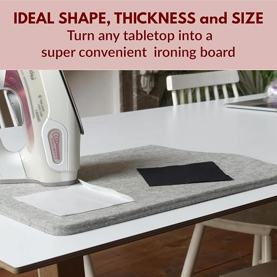 Madam Sew Natural Wool Pressing mat for quilting (17x13.5) 100% Wool Felt Ironing Pad | Wool Ironing Mat for quilters,Crisp Seams on Quilt Blocks,Sewing Projects & Embroidery- ironing mat for sewing