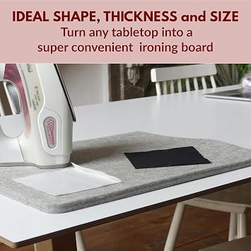 Madam Sew Natural Wool Pressing mat for quilting (17x13.5) 100% Wool Felt Ironing Pad | Wool Ironing Mat for quilters,Crisp Seams on Quilt Blocks,Sewing Projects & Embroidery- ironing mat for sewing