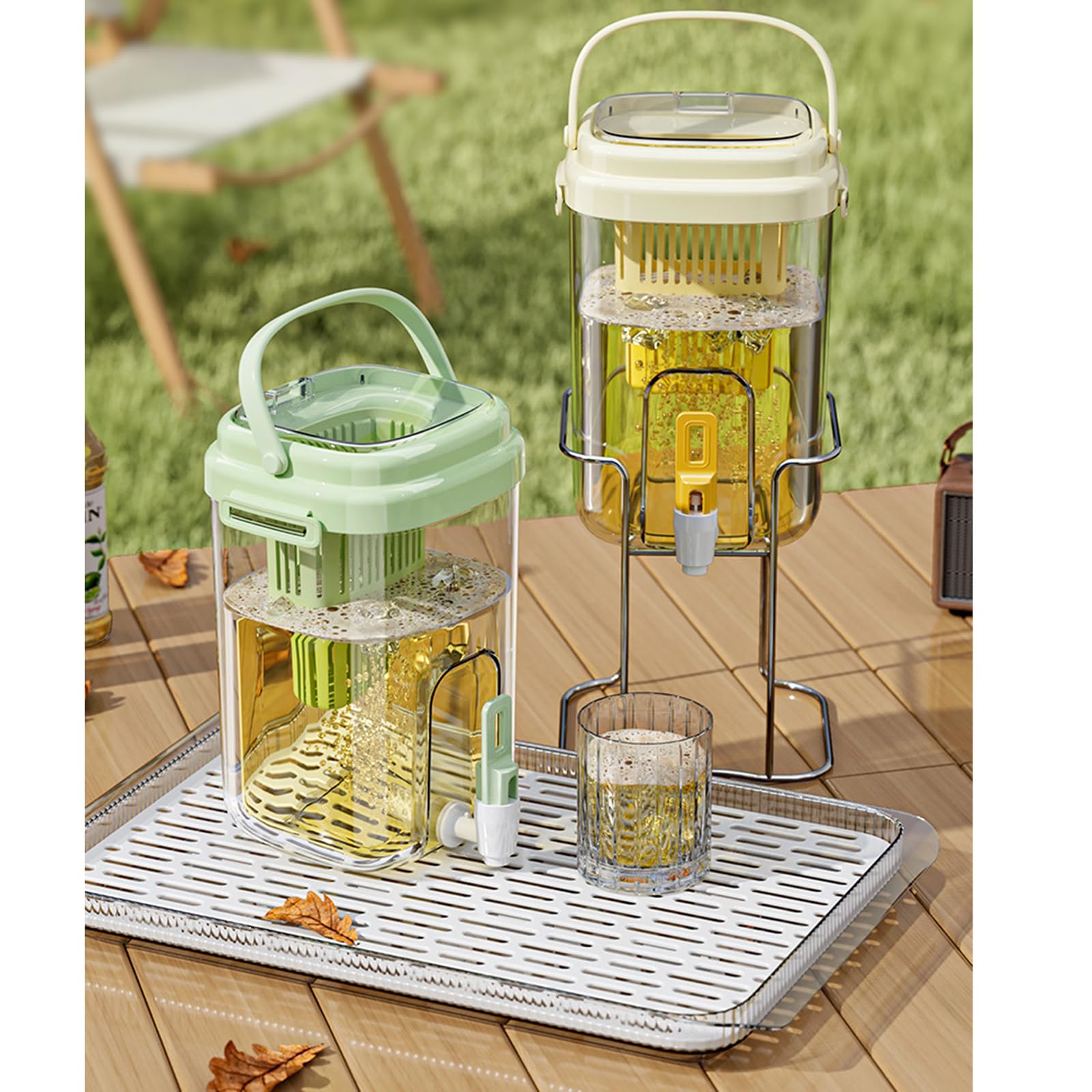 Jarra dispensadora de bebidas heladas, diseño a prueba de fugas con grifo fácil de verter, gran capacidad para almacenamiento en nevera, dispensador de bebidas heladas a prueba de fugas