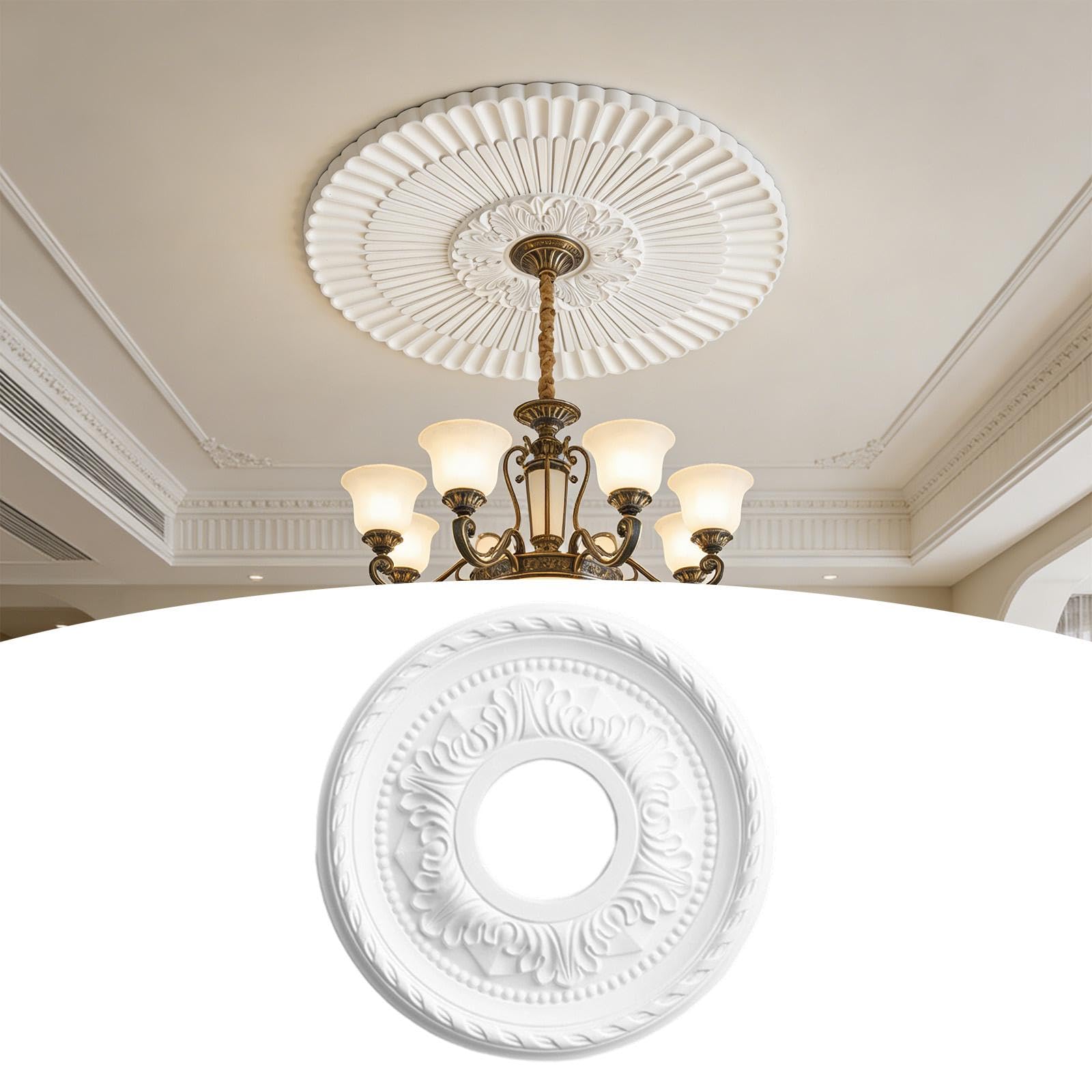 Rosone Da Soffitto in Poliuretano per Lampade, Placca Decorativa per Biblioteche, Camere Da Letto, Ristoranti, Hotel, Diametro 31 cm