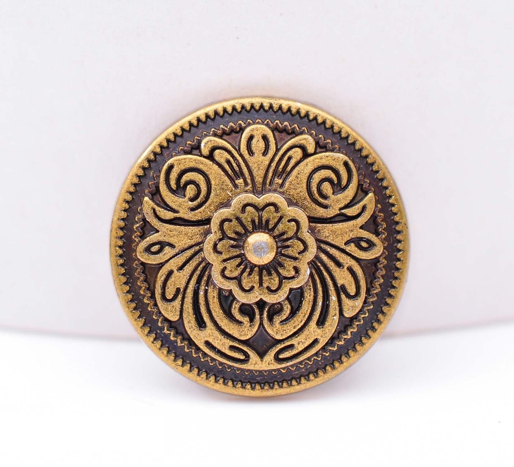 Lot De 6 Conchos En Laiton Style Western - Fleur Sculptée, Taille 1-1/2 Pouce, Finition Antique