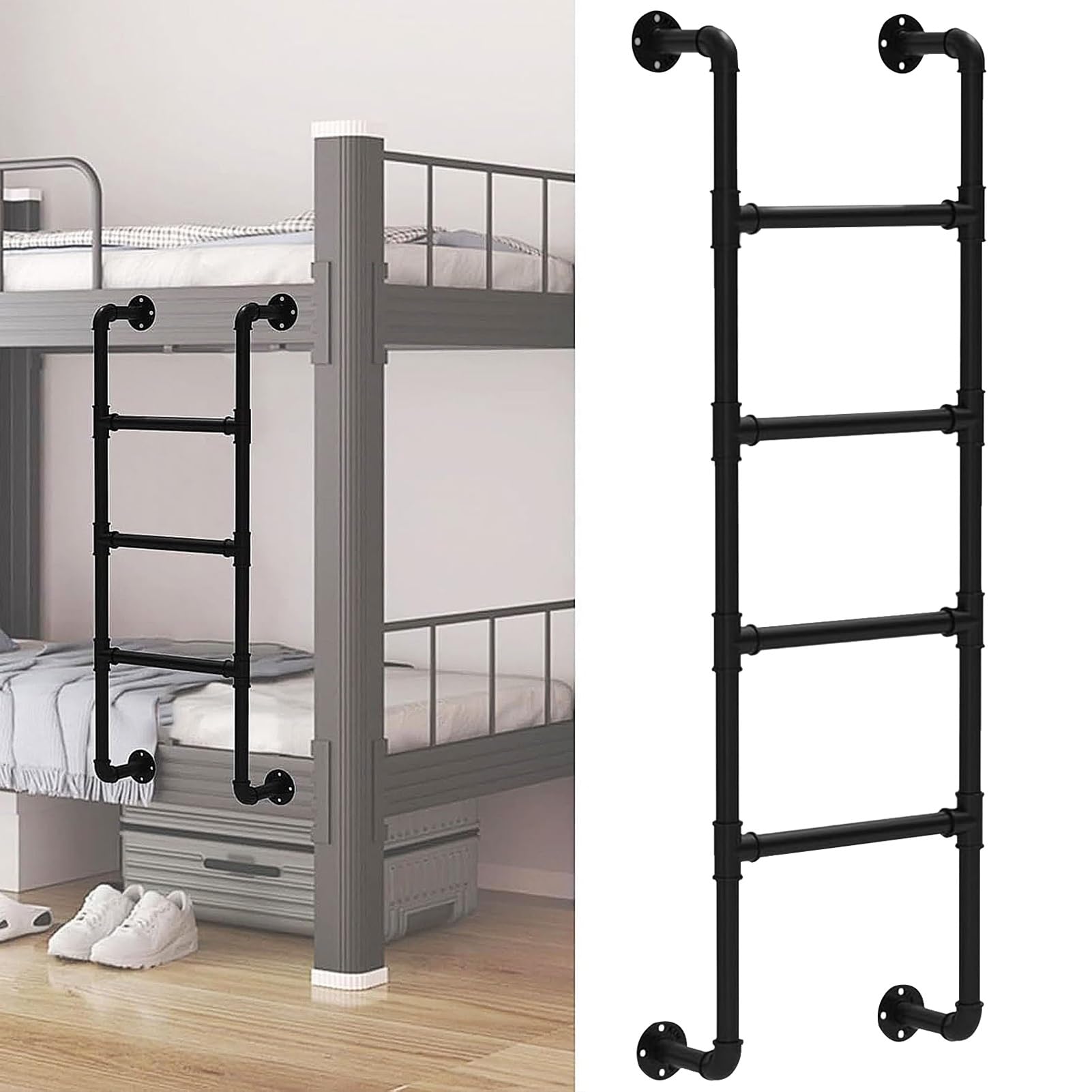 Échelle de mezzanine en métal noir de 100 à 300 cm pour lits superposés