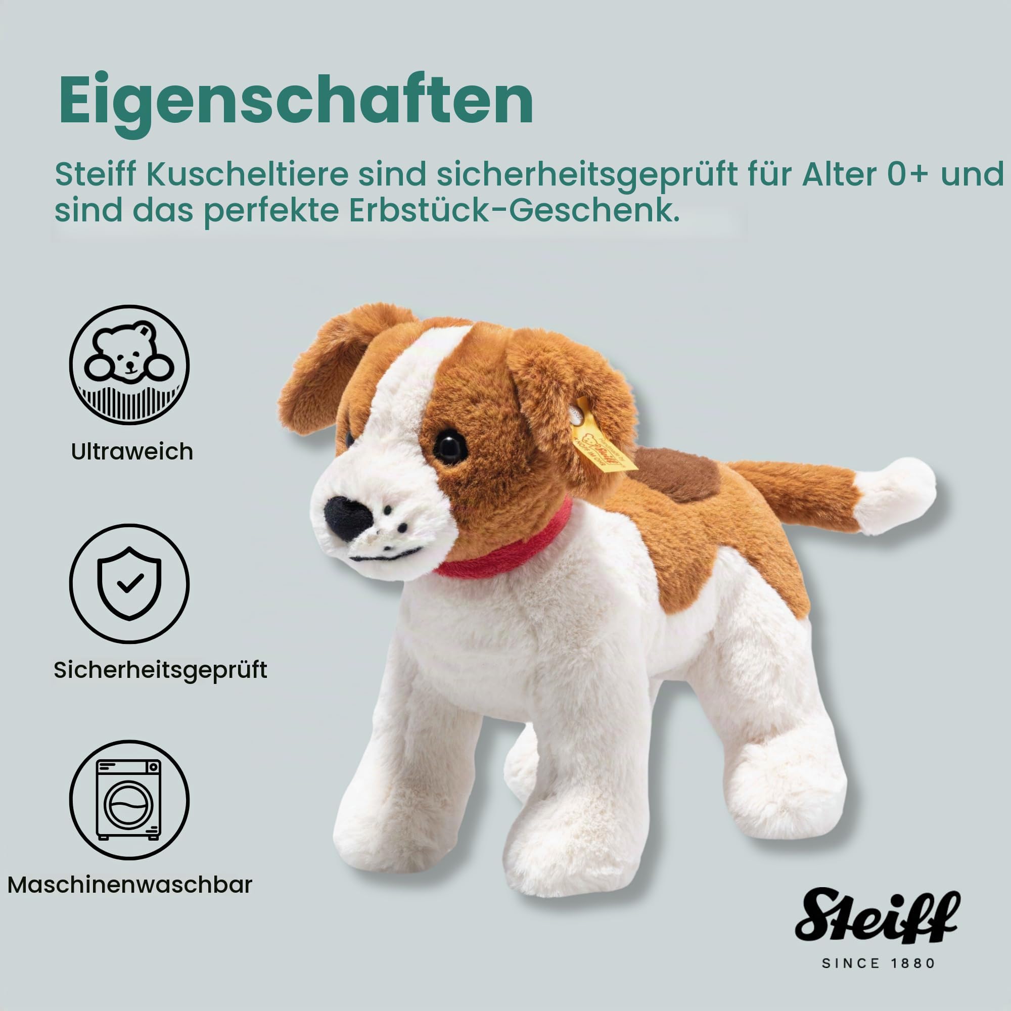 Steiff 067082 Snuffy Hund - 27 cm - braun/beige, Plüsch Bunt