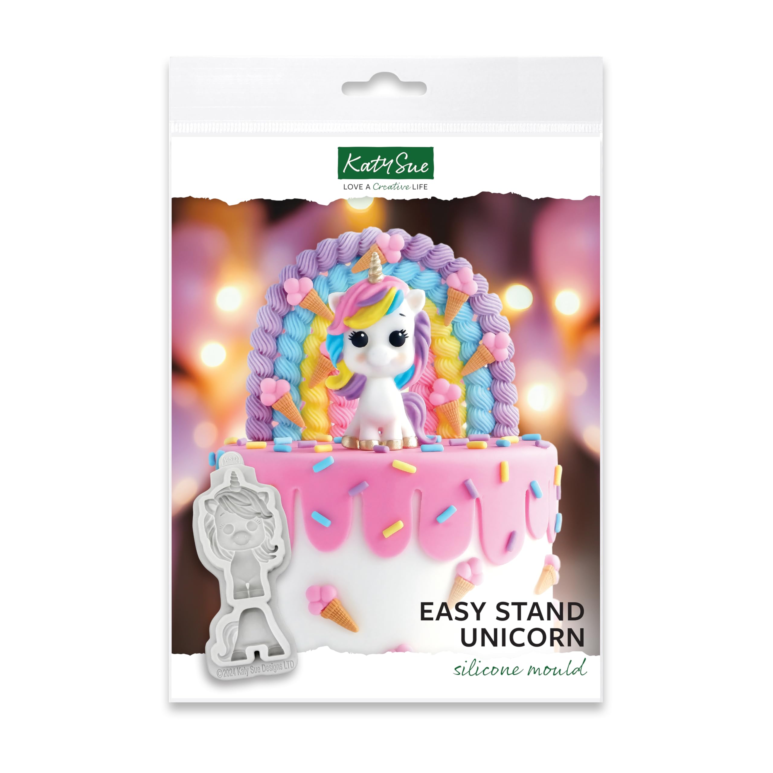 Moule en silicone licorne Katy Sue pour décoration de gâteau en pâte à sucre et loisirs créatifs