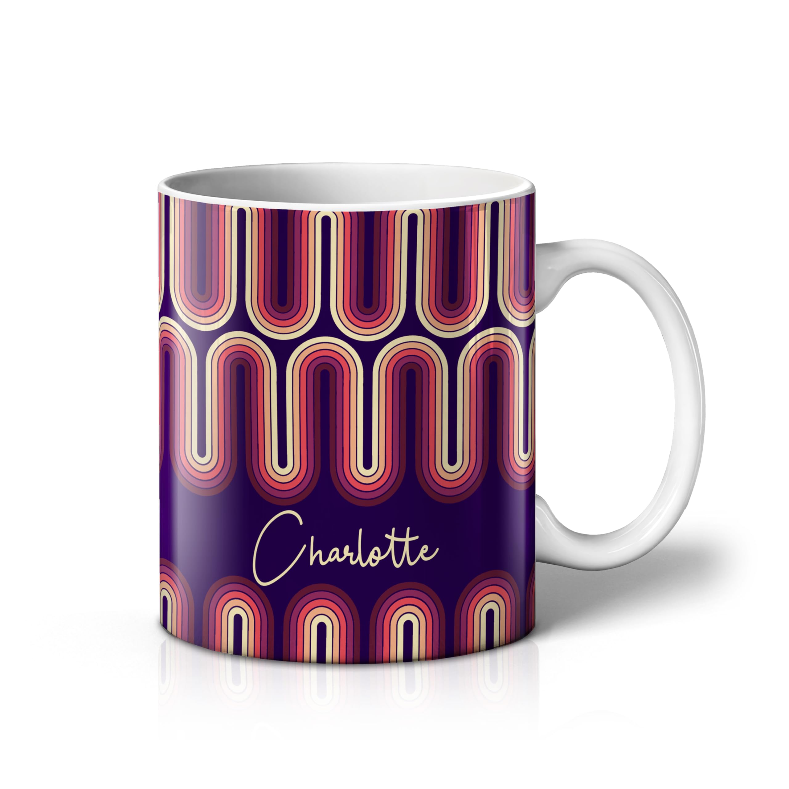 iCaseDesigner Personalised Retro Vintage Mug with Any Name – Custom Coffee Mug – 11 Oz Tea Cup – Unique Customised Gift for Men, Women, Work, Birthdays and Anniversaries - 13. Purple Arches