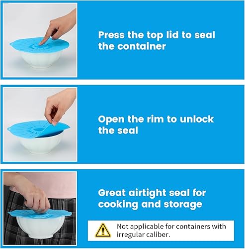 Miniatura 6 de 7 tapas de silicona de grado alimenticio, cubierta de salpicaduras de microondas de 5 tamaños, cubiertas reutilizables para cubrir platos, sartenes,