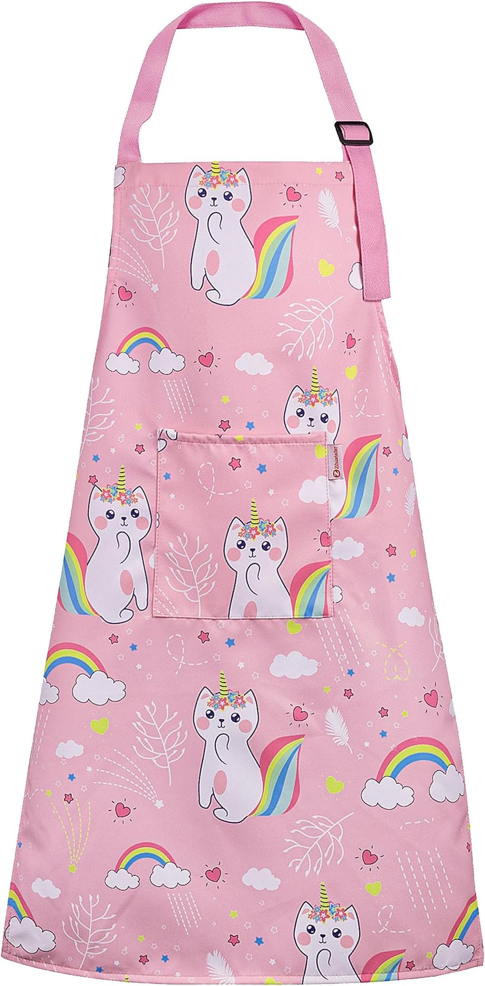 Kids Cat Apron Age 5-12, Waterproof Adjustable Children Apron with Pockets for Chef Baking