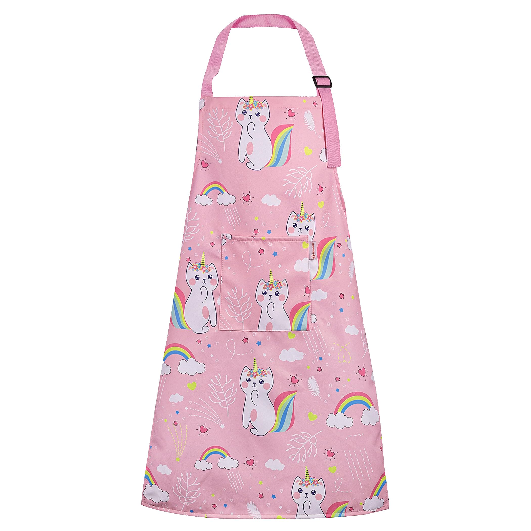 Zihuatailer Kids Cat Apron Age 5-12, Waterproof Adjustable Children Apron