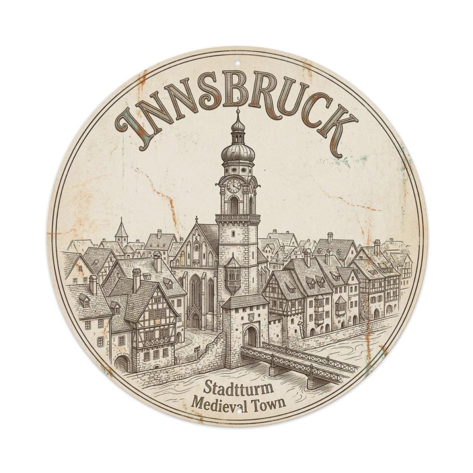 Innsbruck Tyrol Mountain Landmark Heritage Travel Metal Tin Sign