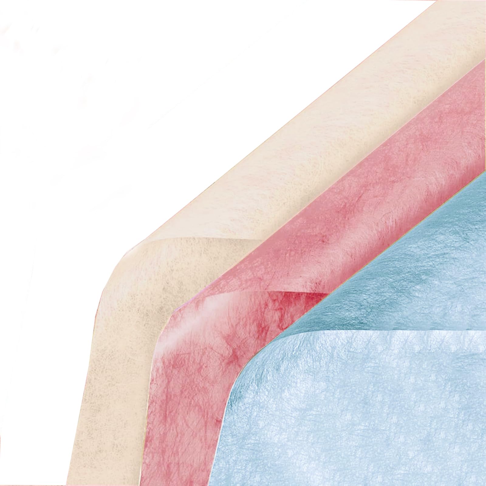 TINGSING 120 Sheets Korean Floral Bouquet Paper,3 Pack Cotton Pleated Withdrawable Flower Wrapping Sheets 11.8x11.8 Inch Flower Wrap for Gift Packaging Flower Shop Supplies (Blue+Rouge powder+beige)