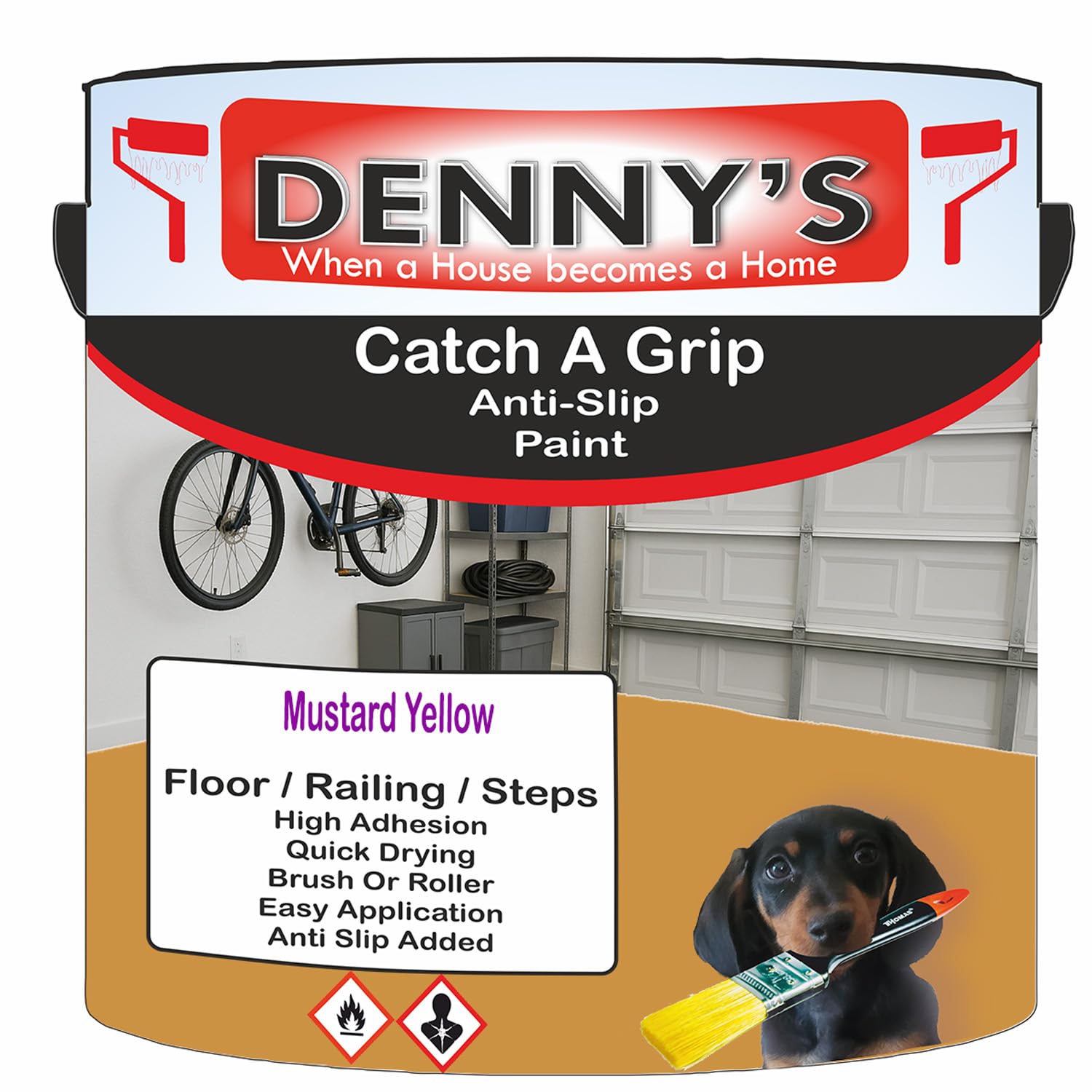 Catch A Grip Anti Slip Floor Paint – Non Slip Coating for Steps, Railings & Garages – 170 Colours, High Adhesion, Quick Dry, Multiple Sizes (Mustard Yellow, 5 Litre Tin)