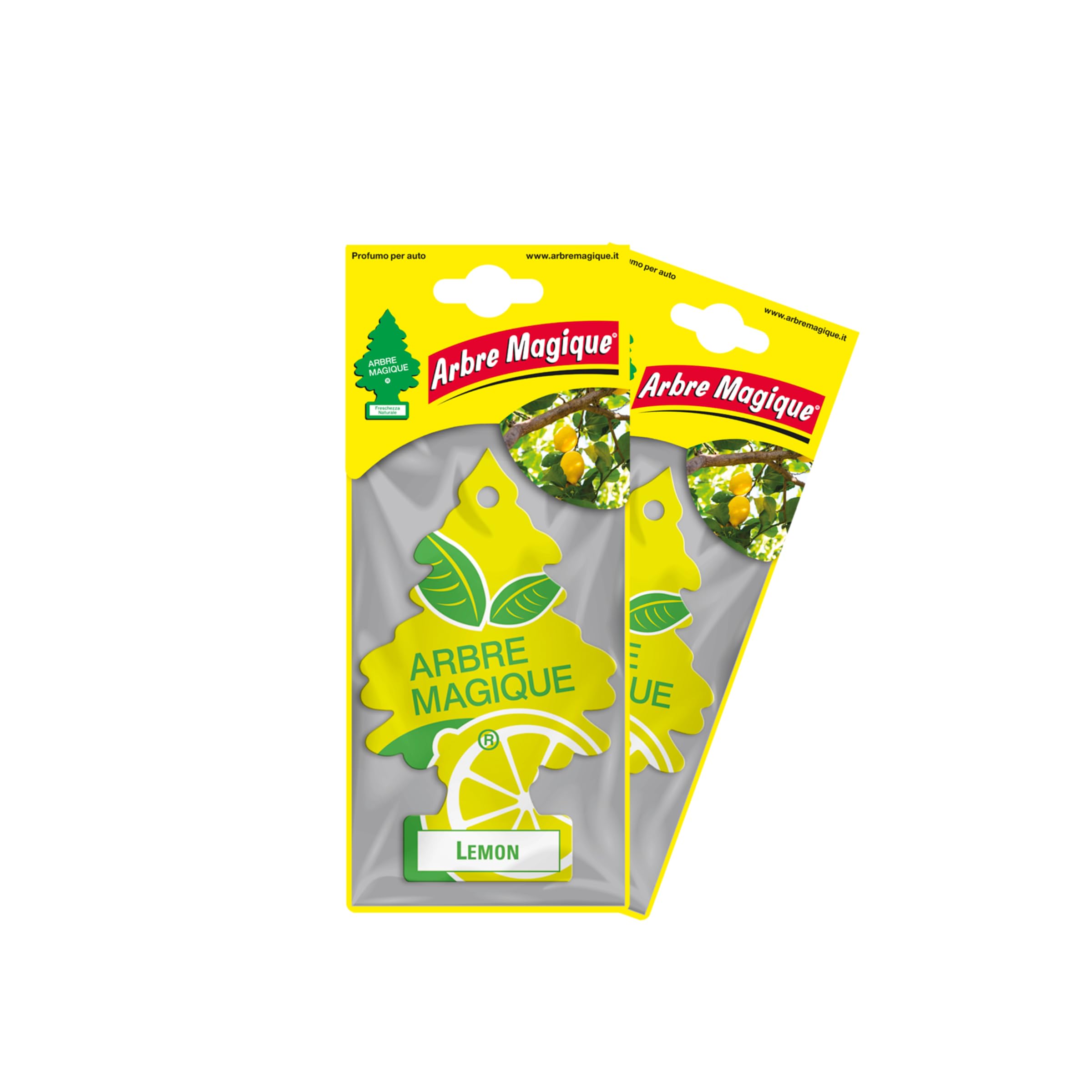 Arbre MagiqueDuo Pack Lemon - Car Air Freshener - Lemon Fragrance - 7 Weeks of Energy and Freshness - Constant Duration - Amazing Aroma Blend