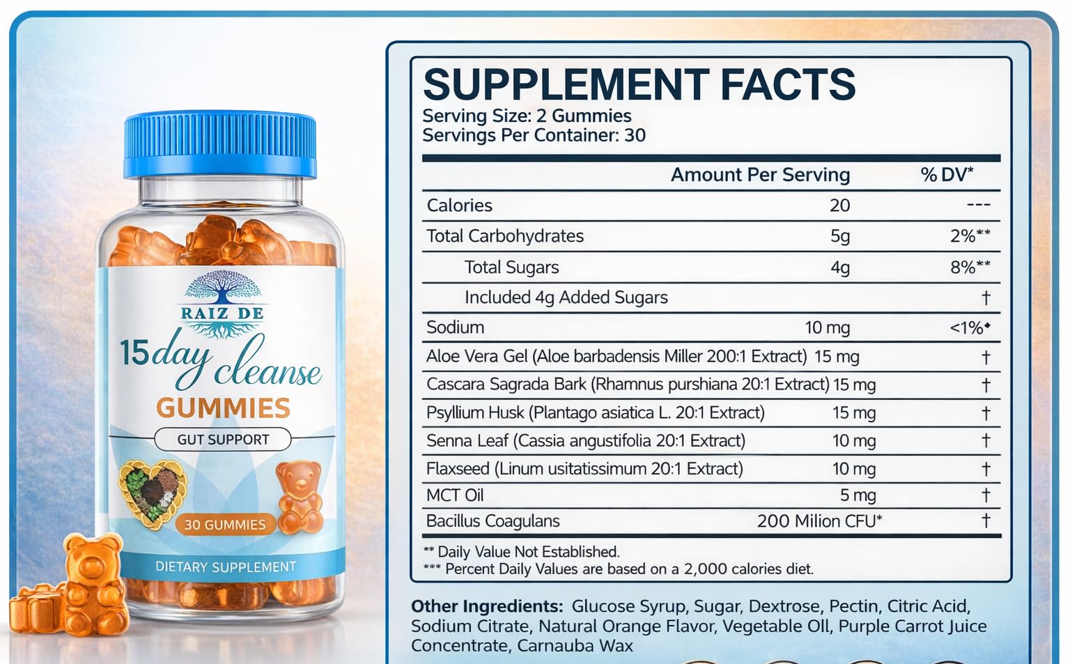 15-Day Cleanse Gummies – Senna, Cascara Sagrada, Psyllium Husk & Probiotics — Amazon image 5