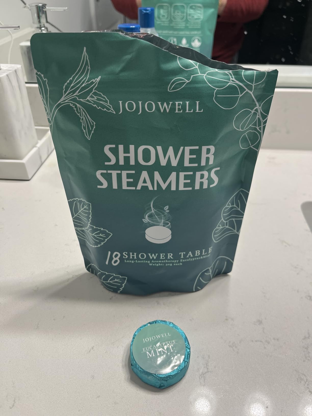 JoJowell Shower Steamers Aromatherapy 18 Pack - Eucalyptus for Shower, Birthday Men, for Mom Wife from Daughter Son, Nasal Relief Self Care Spa Gifts, Eucalyptus & Mint