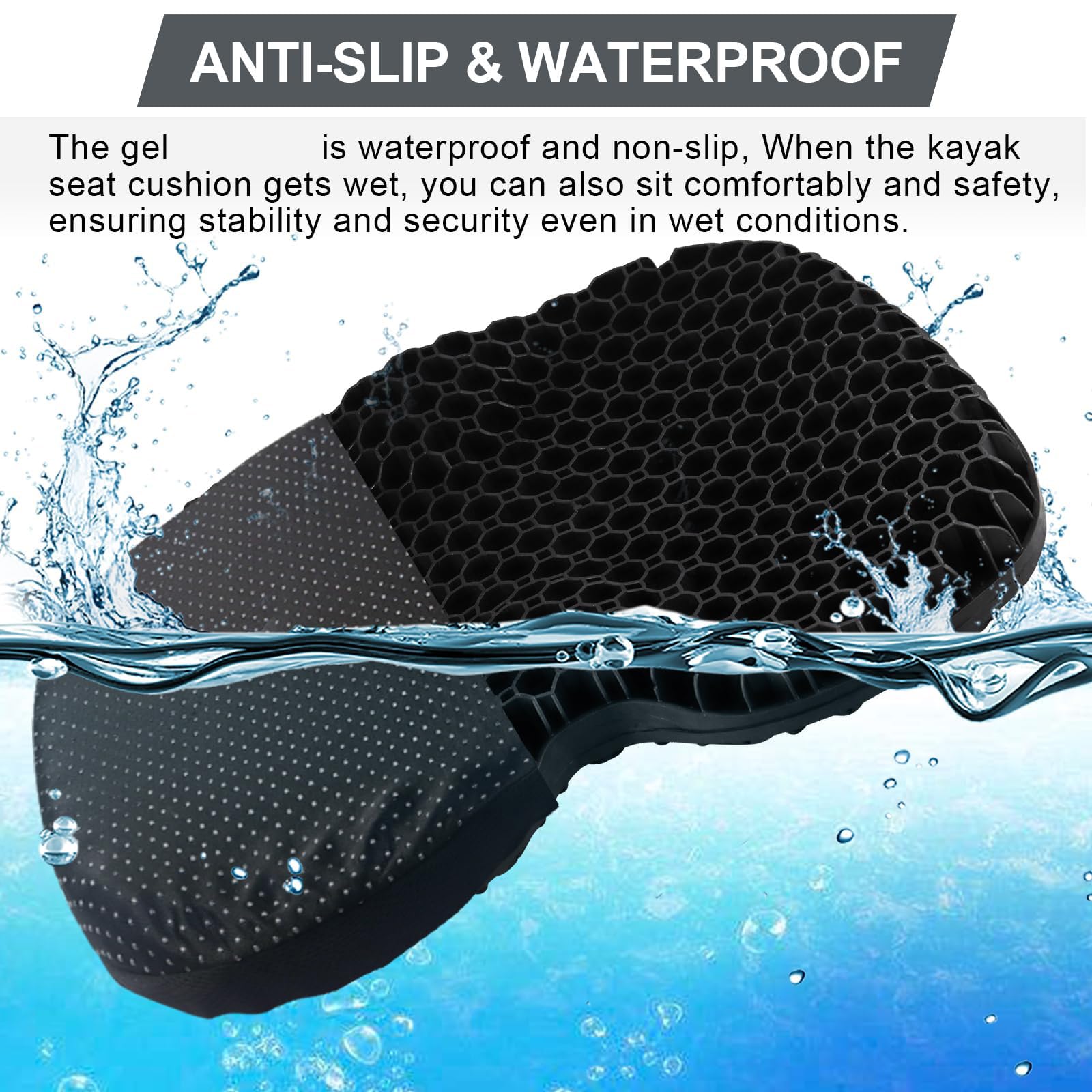 Cuscino del Sedile per Kayak Antiscivolo in Gel Pet, 2 Black