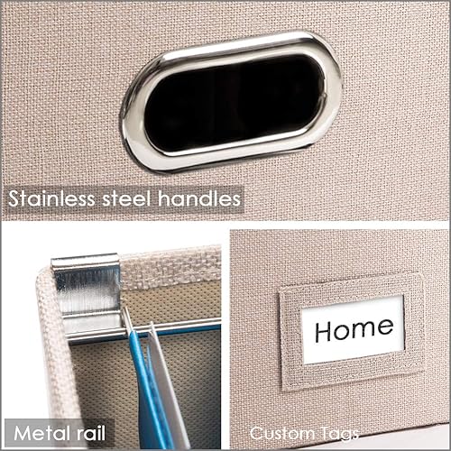 Vista 62 de PRANDOM Caja organizadora de archivos, juego de 4 carpetas plegables decorativas de lino para almacenamiento de archivos colgantes con tapas, Rosa