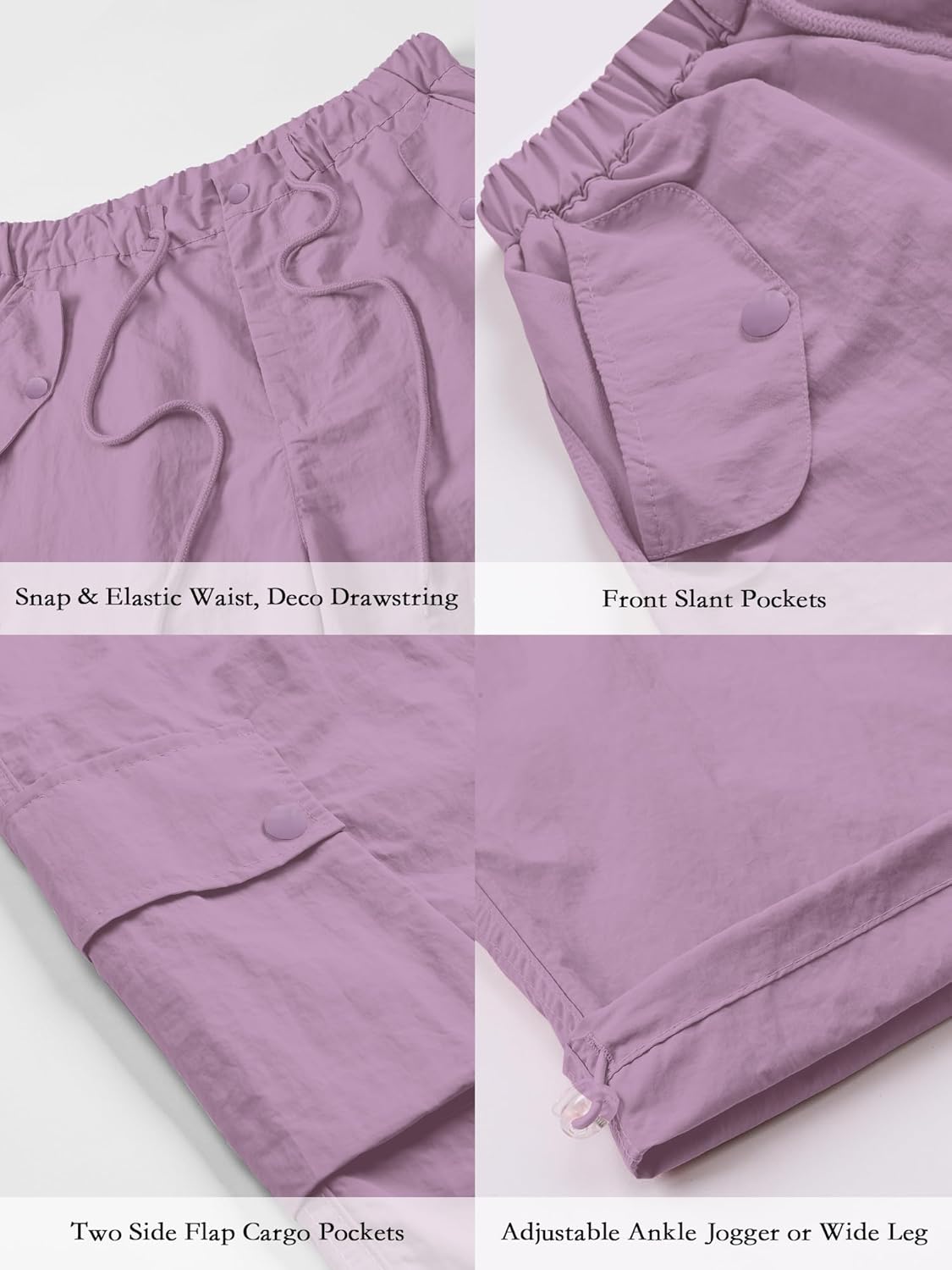 Cromoncent Cargo Pants Girls & Women Parachute Pants Y2K Baggy Rave Clothes Waterproof with Pockets, 6 Years - 3XL - Image 8