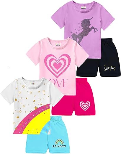 Kuchipoo Girls Regular Fit Cotton T-Shirts and Shorts Set