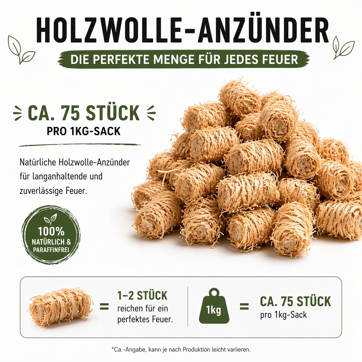 10 kg Premium Holzwolle (10x1 kg) | Anzündwolle, Kaminanzünder aus Holz und Wachs, Anzünder, Grillanzünder, Feueranzünder, Holzwolle, Holzanzünder, Öko Ofenanzünder für Grill und Kamin/Art. 147 (10)