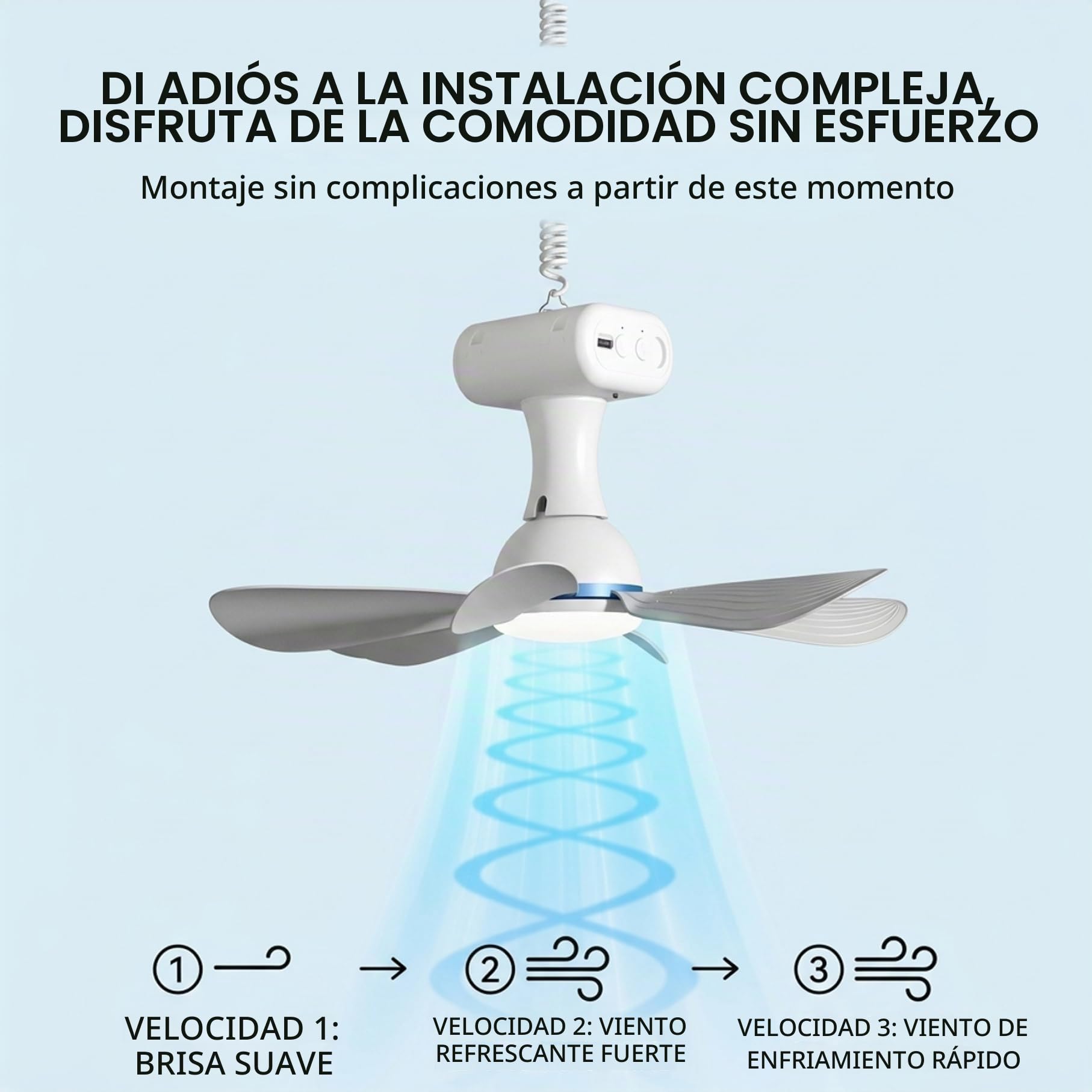Ventilador de techo solar con control remoto, ventilador de techo portátil con batería de 6000 mAh, panel de 6 W para uso en interiores y exteriores en dormitorio, patio, camping, blanco