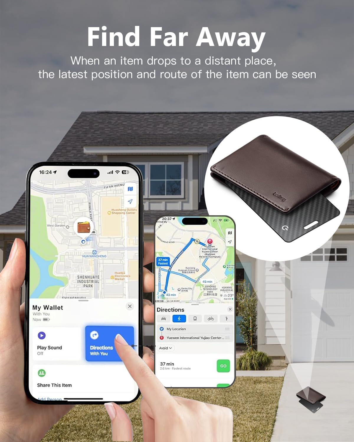 Smart Air Tracker Card Tag Ricaricabile Wallet Tracking Card Compatibile con Apple Dov'è, Localizzatore Portafoglio sottile 1,7 mm