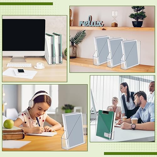 Miniatura 7 de 20 piezas de acrílico transparente para archivadores de revistas, organizador de escritorio de plástico con asa, estante vertical para revistas,