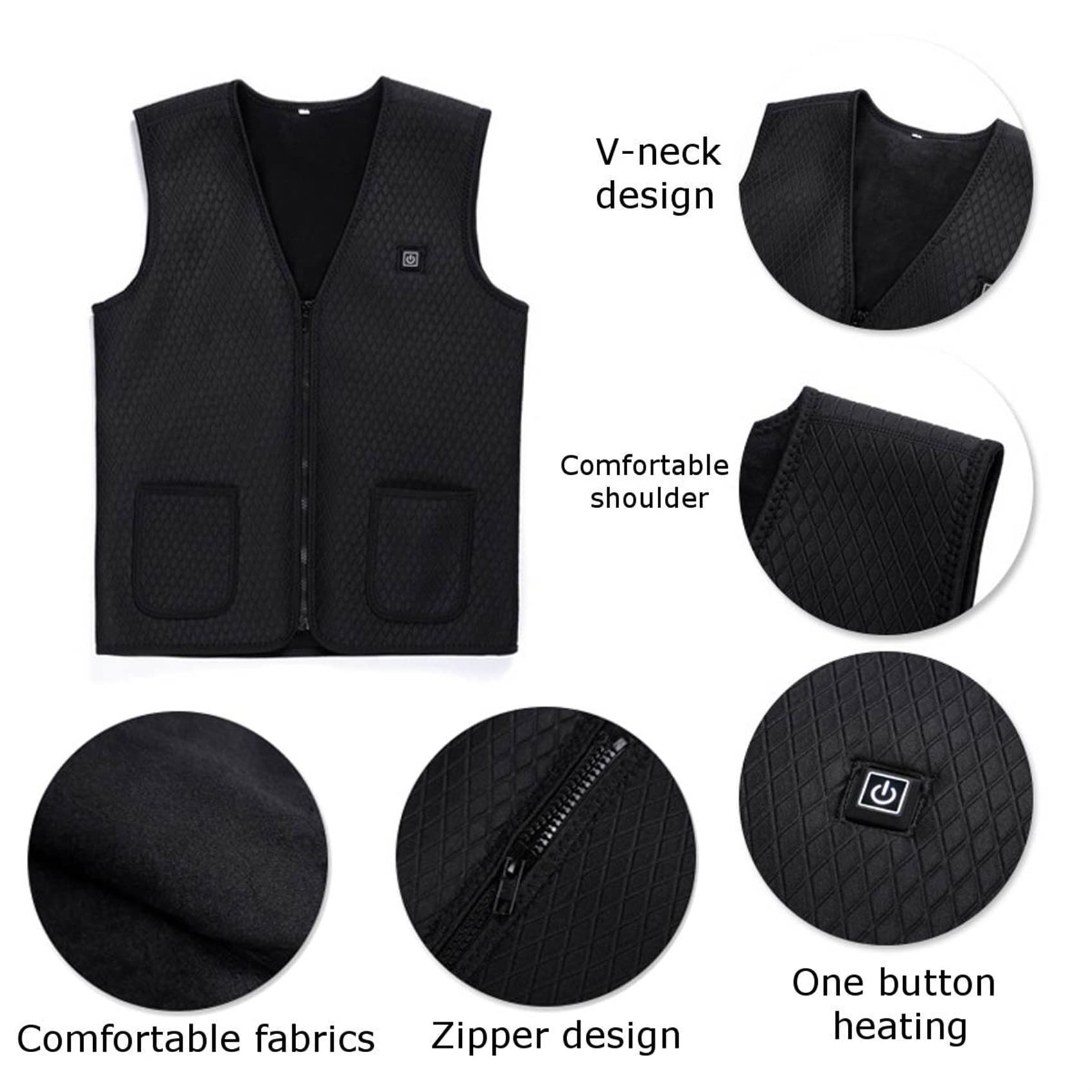 Chaqueta calefactable, Chaqueta calefactora for Exteriores, Chaleco Calefactor, Ropa de Senderismo, Carga USB, eléctrica Inteligente