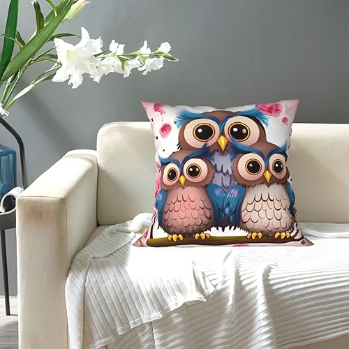 Miniatura 5 de Fundas de almohada laterales de felpa con bonitos búhos, cuadrada, funda de cojín para sofá, funda de almohada súper suave para sala de estar,