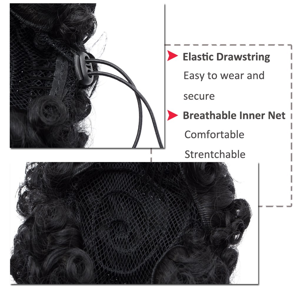 Synthetic Afro Puff Hair Bun Ponytail for African American Women Kinky Curly Scrunchies Drawstring Chignon Hairpiece with Clips Short Accessory 2 Pieces 4 Brown