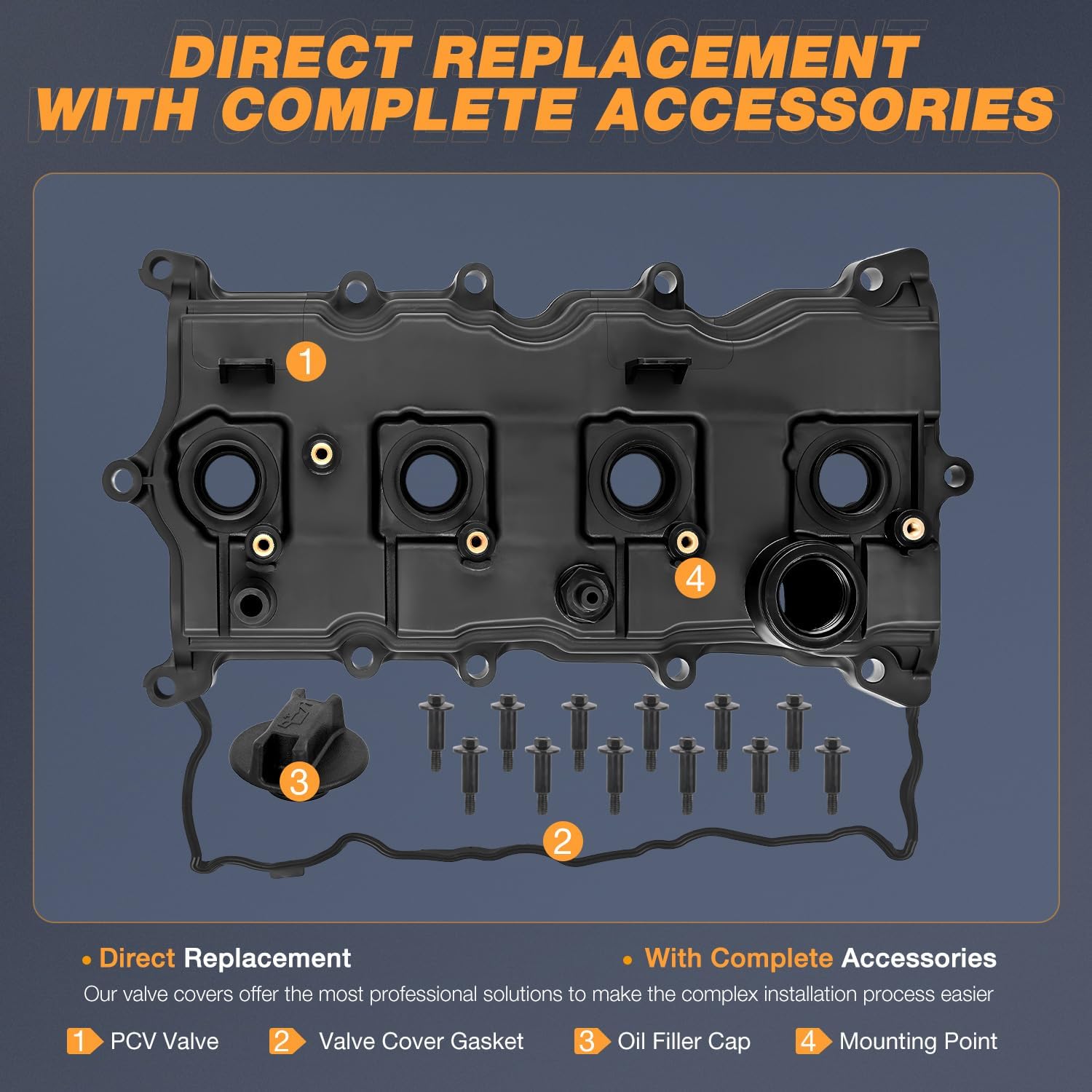 Nilight Engine Valve Cover with Gasket Kit for Nissan Altima 2007-2013 Sentra 2007-2012, 2.5L, Replace# 13264JA00A, 13270JA00A