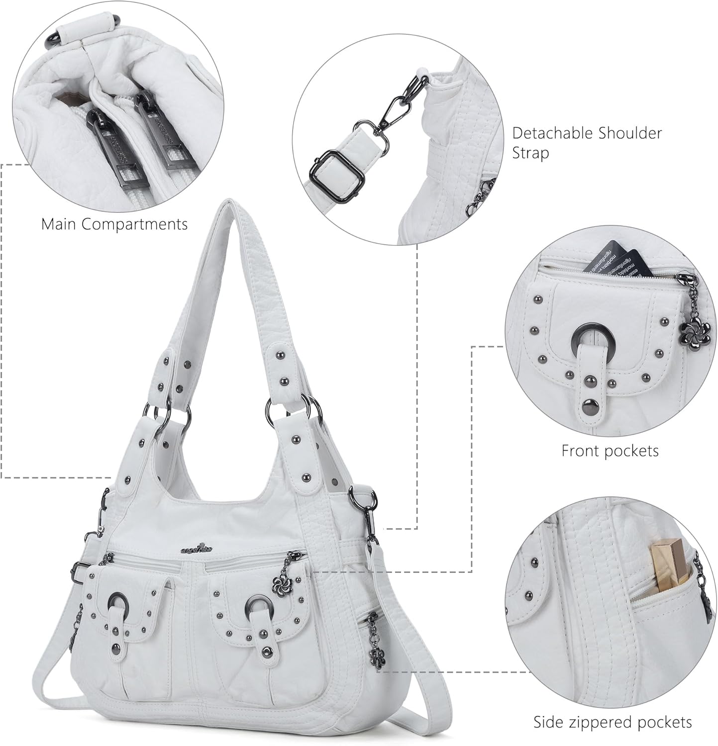 Angel Kiss Purses for Women Hobo Bags Fashion Shoulder Bag Ladies Leather Handbags Roomy Tote Bag Purse with Crossbody Strap