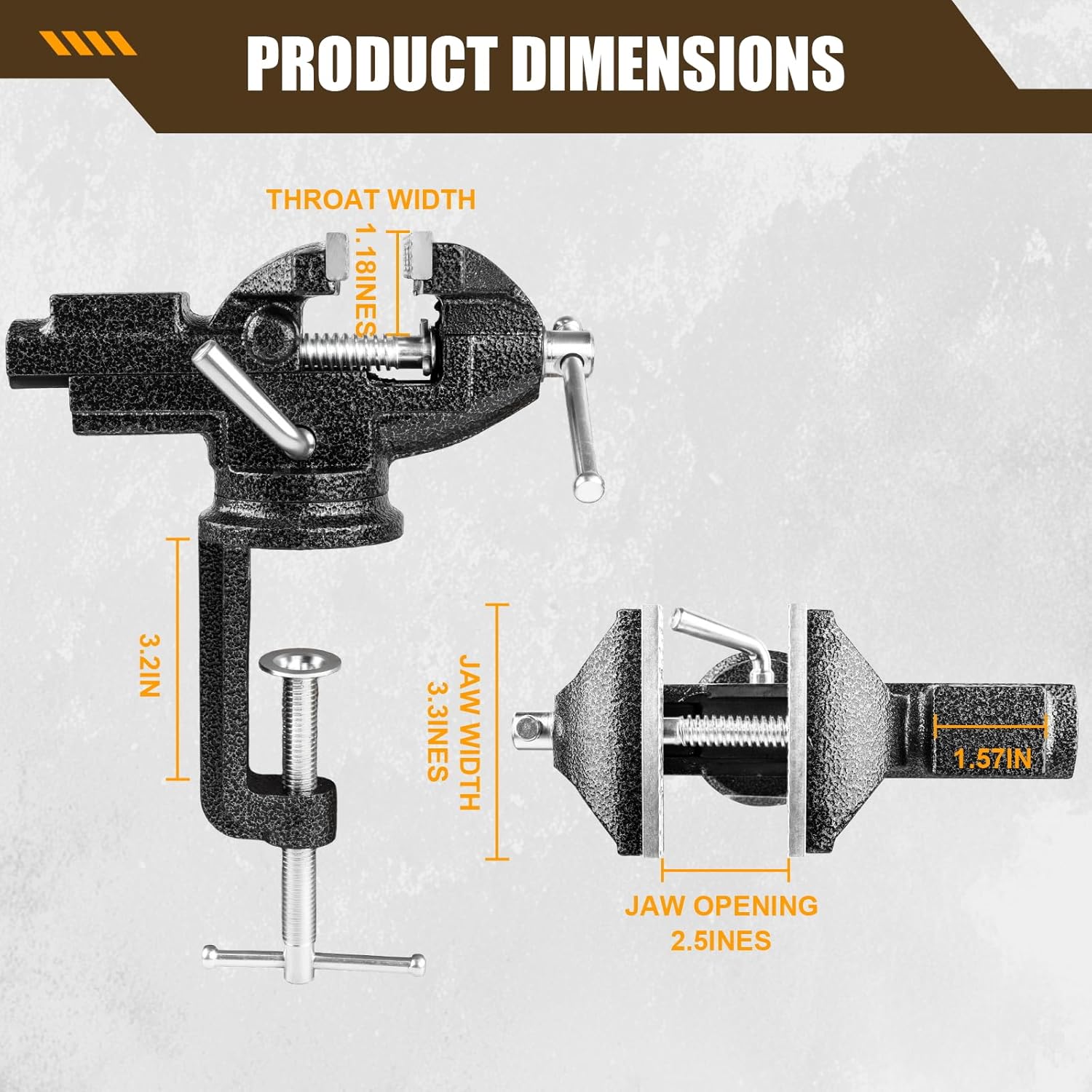 Bench Vise 3 Inch, Home Vise with 360° Swivel Base, Dual-Purpose Heavy Duty Cast Iron Table Vise, Clamp-On Vise for Woodworking, Metalworking, Drilling and DIY Projects