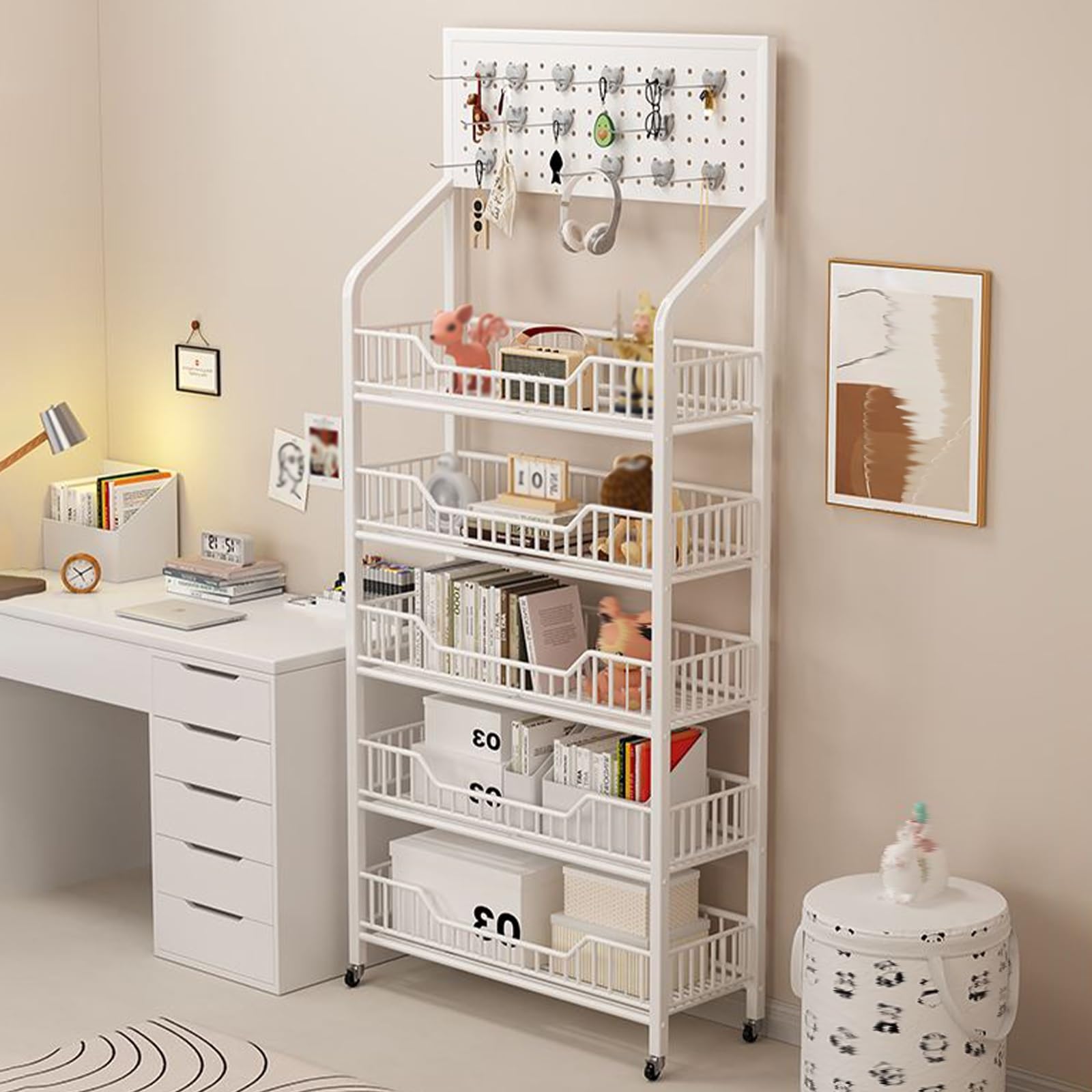 Étagère de rangement cuisine et supérette : meuble de rangement pour jouets et livres