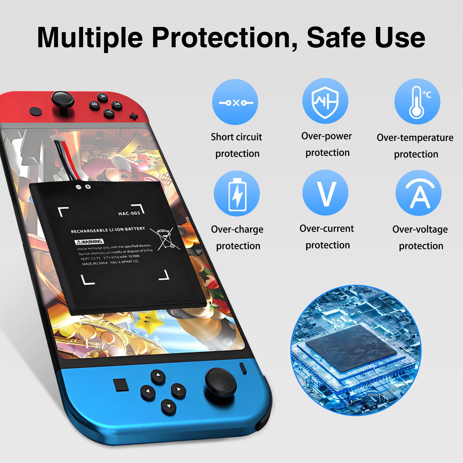 Pickle Power HAC-003 Batteria, 4310mAh Li-Ion Batteria Accumulatore per Nintendo Switch Console HAC-001, HAC-003, HAC-A-BPHAT-C0, HAC-S-JP/EU-C0 con Toolkit
