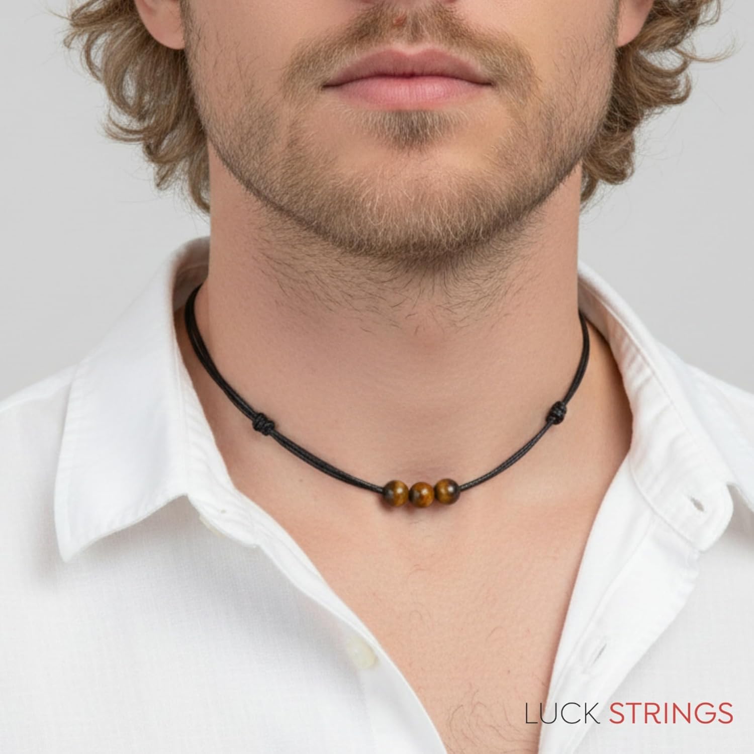 Luck Strings Tigers Eye Beaded Pendant Necklace with Adjustable Wax Nylon Cord - Handmade Choker for Men & Women | Chakra Healing, Spiritual Protection, Yoga Jewelry - Image 7