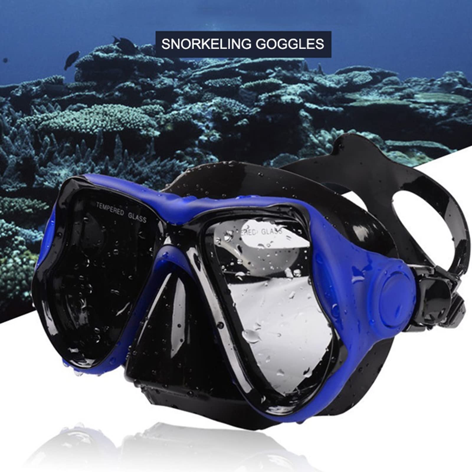 JINGYAN Occhialini da nuoto Swimming Goggles Diving Snorkeling Glass Mask Scuba Snorkel Watersports Equipment Toughened Tempered