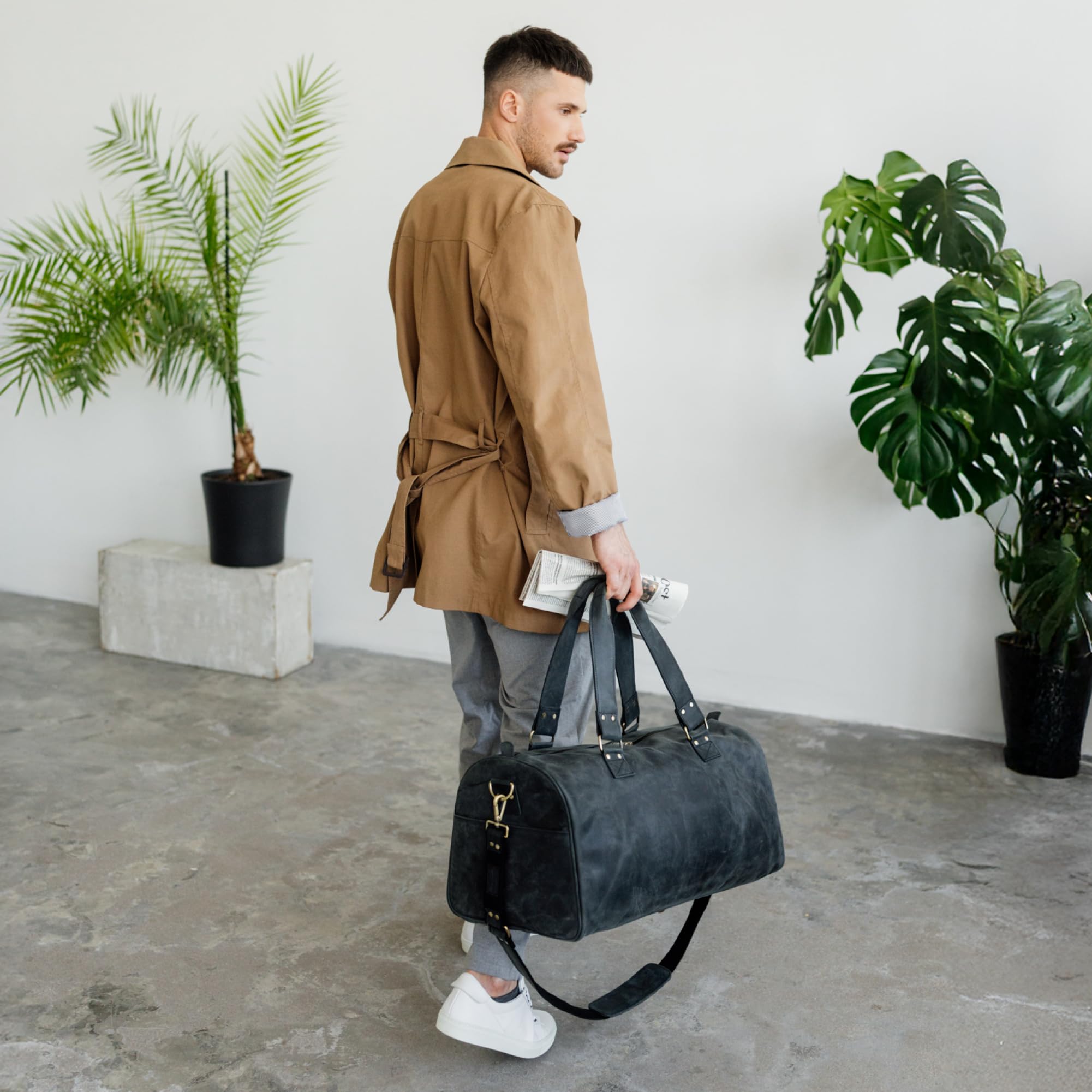 Berliner Bags Weekender Oslo skórzana torba podróżna dla mężczyzn i kobiet, brązowa duża 45 l