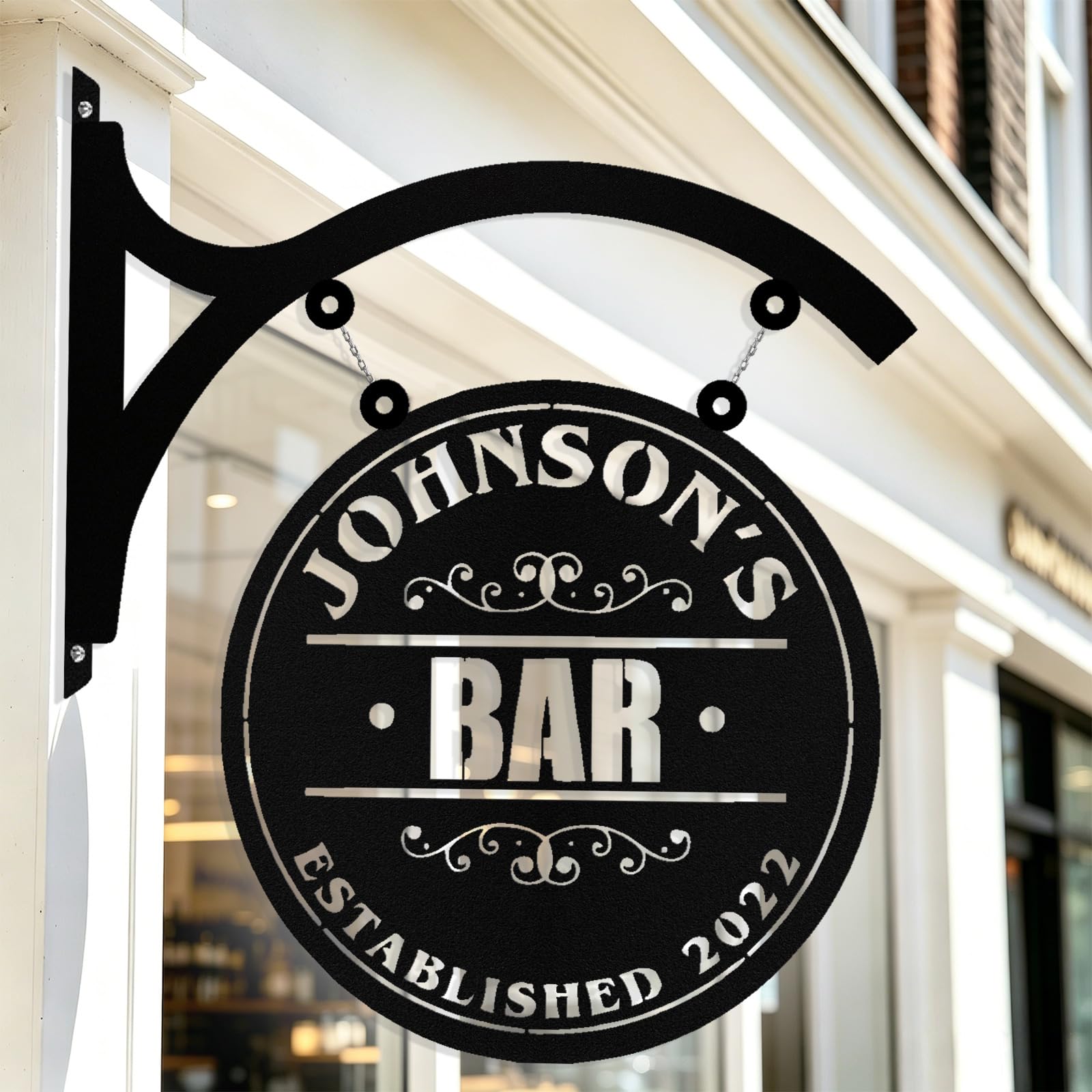 Custom Bar Hanging Metal Sign Outdoor, Personalized Bar Sign for Home Bar