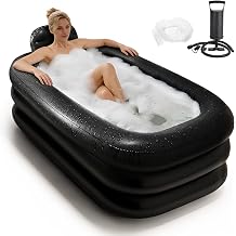 Portable Bathtub for Adults Athletes Ice Bathtub with Air Pump, Inflatable Tub, Easy to Inflate and Drain Cold Plunge Tub, Portable Tub for Home Spa, Hot Bath, Ice Bath Dark Gray |  158x95x45cm &