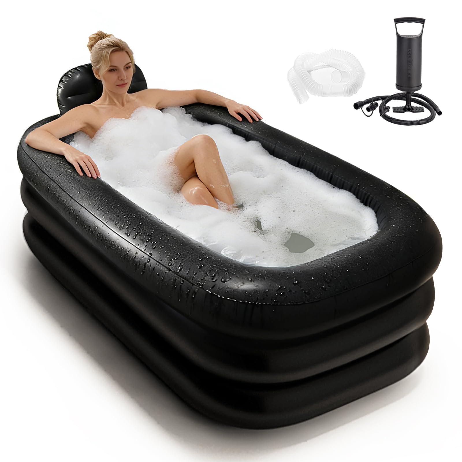 Inflatable Bath Ice Bath – Aufblasbare Badewanne für Dusche, Faltbare Badewanne für Erwachsene, Ideal als Eisbad & Eisbaden Tonne zur Regeneration, 158×95×45 cm, Dunkelgrau