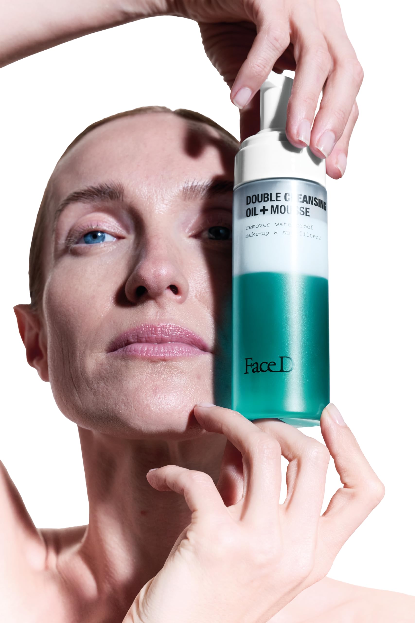Face D - Double Cleansing, 160 ml, Detergente Viso Bifasico, Olio Struccante + Mousse, Rimuove Trucco Waterproof