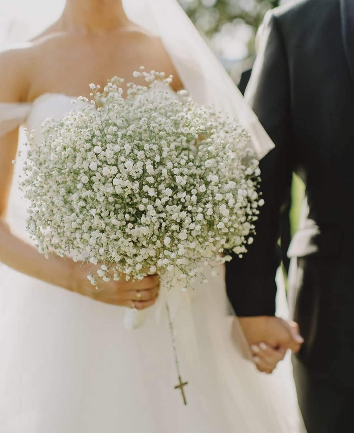 JIFTOK Babys Breath Artificial Flowers, 24 Pcs Fake Flowers Gypsophila Bouquet Fall Flowers Artificial for Decoration, Real Touch Silk Flower for Wedding Christmas DIY Party Home Garden Office(White)