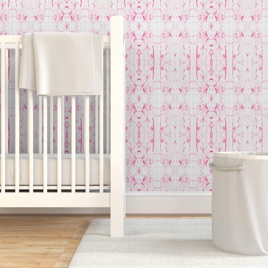 Peel & Stick Wallpaper 9ft x 2ft - Peony Pinks Girls Room Pink Wedding Custom Removable Wallpaper by Spoonflower