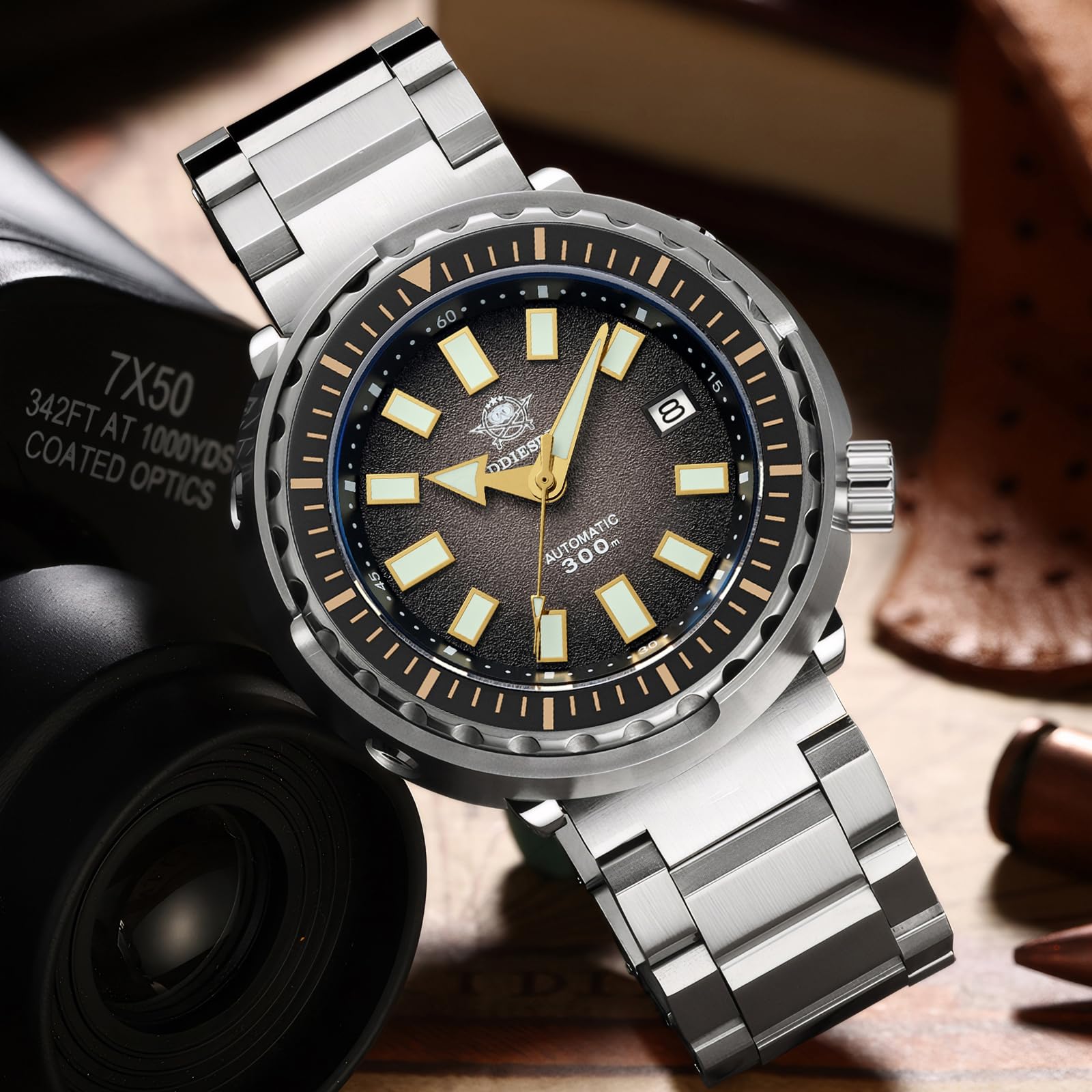 ADDIESDIVE Reloj automático Hombre NH35A Reloj mecanico Cristal de Zafiro BGW9 luminososreloj de Buceo automatico con Pulsera de Acero Inoxidable AD2090