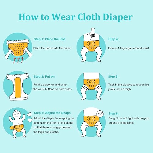 Miniatura 6 de babygoal Pañales de tela para recién nacidos, paquete de 13 unidades para niñas prematuras de 5-12 libras, 6 unidades con 6 insertos y bolsa para