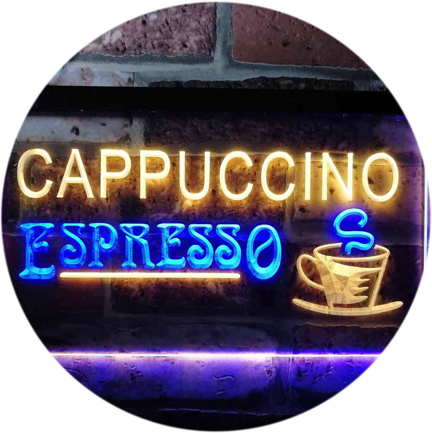 ADVPRO Cappuccino Espresso Coffee Shop Café Dual Color LED Neon Sign Blue & Yellow 16" x 12" st6s43-i0317-by