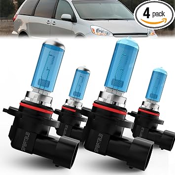 Compatible with Toyota Sienna 2004-2010 / Toyota Camry 1992-1996 & 2000-2006 Halogen Headlight Bulbs, 9005/HB3/H10 + 9006/HB4 High and Low Beam Combo, Pack of 4