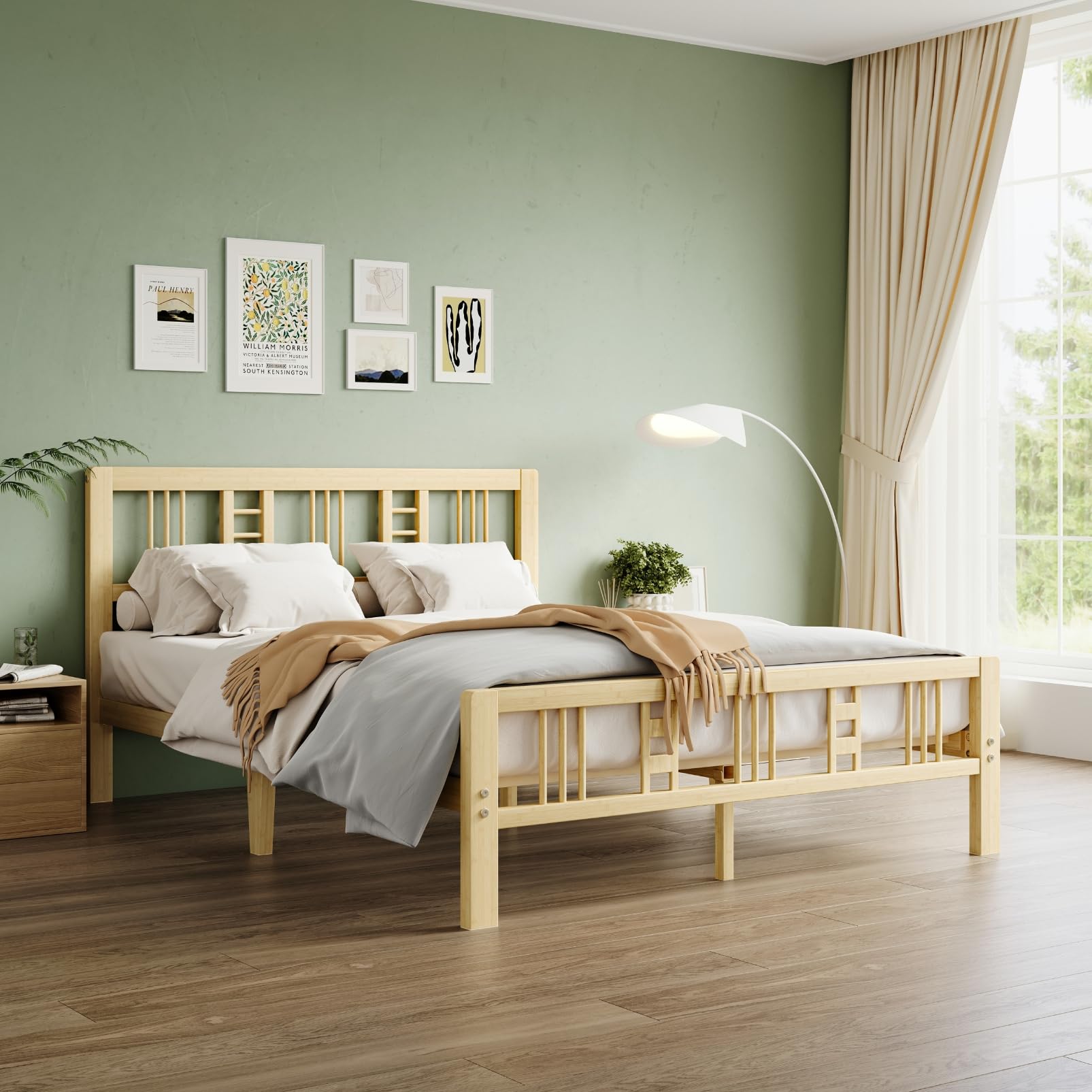 Goltriever 10 Inch High Bamboo Queen Bed Frame