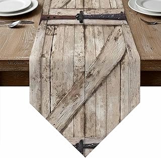 Farmhouse Wood Grain Table Runners 72 Inches Long for Kitchen Dining Home Decor, Vintage Country Barn Gate Brown Coffee Table Runner Dress Scarves, Party Weeding Farmhouse Tablerunner 16"x72"