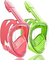 Vista 22 de QingSong Máscara de esnórquel para niños de cara completa, juego de esnórquel con soporte para cámara, plegable, vista panorámica de 180 grados